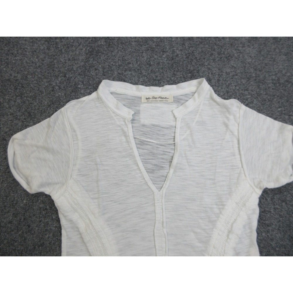 Free People Shirt Womens Small White Short Sleeve Lightweight Sheer Boho Top - Picture 3 of 12